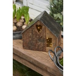 Ib Laursen - Tr�hus UNIKA med metaltag 26x20x17 cm