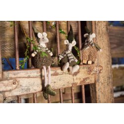 Speedtsberg - Julemus Noa (siddende) 2 varianter. 18 cm stof - 1 stk. (Green mix)