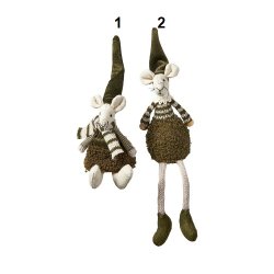 Speedtsberg - Julemus Noa (siddende) 2 varianter. 18 cm stof - 1 stk. (Green mix)