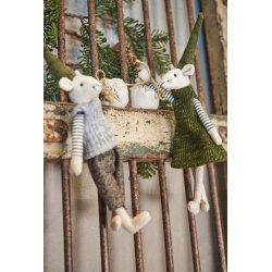 Speedtsberg - Julemus Noa &amp; Nelli med sk 2 varianter. 20 cm stof - 1 stk. (green mix)