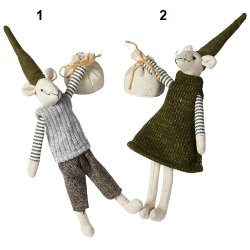 Speedtsberg - Julemus Noa &amp; Nelli med sk 2 varianter. 20 cm stof - 1 stk. (green mix)