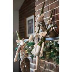 Speedtsberg - Julemus Noa &amp; Nelli med sk 2 varianter H 35cm stof - 1 stk. (Green mix)