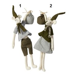 Speedtsberg - Julemus Noa &amp; Nelli med sk 2 varianter H 35cm stof - 1 stk. (Green mix)