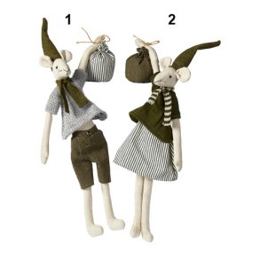 Speedtsberg - Julemus Noa & Nelli med sk 2 varianter H 35cm stof - 1 stk. (Green mix)