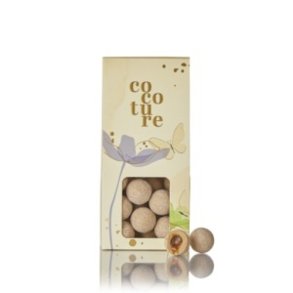 Cocoture - 95-100g karamellove, hvidchoko m  karamel/havsalt  i gul Cocoture drag�box 
