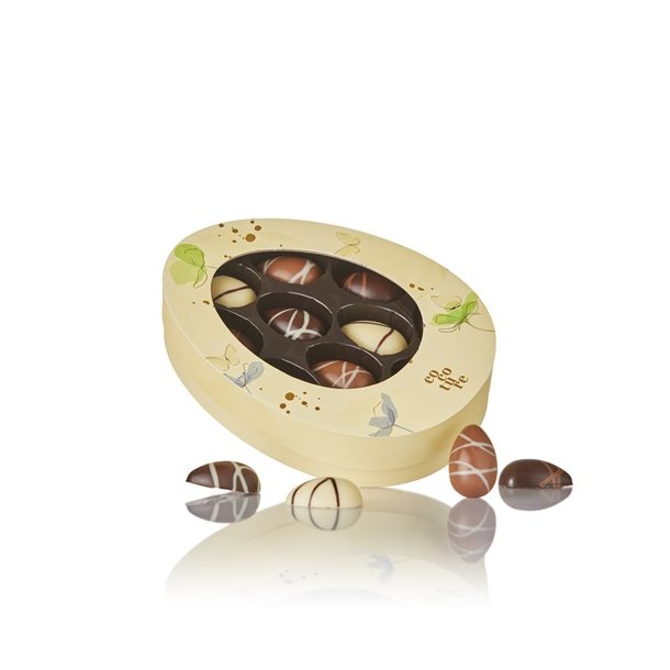 Cocoture - 132g 11 x fyldte chokolade�g i gul Cocoture medium p�ske med blomster