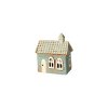 Speedtsberg - Hus til fyrfad 12 x 8 x 13cm keramik - beige og stvbl