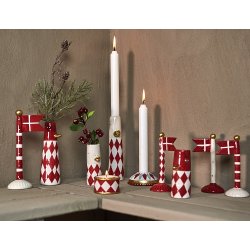 Speedtsberg - Ande vase Harlekin rd/hvid - st af 2 - 4,5  x 18 cm - keramik