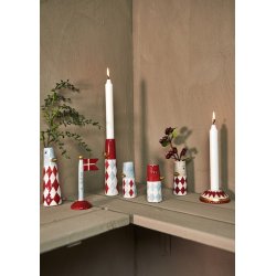 Speedtsberg - Ande vase Harlekin rd/hvid/bl - st af 2 - 4 x 10 cm - keramik