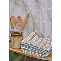 Speedtsberg -Viskestykke grnne, hvide og rde striber 50x70cm.