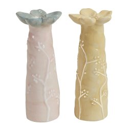 Speedtsberg - Vase blomst D5x12cm, st af 2, keramik, Yellow/Rose