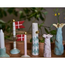 Speedtsberg - Vase blomst D5x12cm, st af 2, keramik Aqua/rose