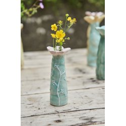 Speedtsberg - Vase blomst D5x12cm, st af 2, keramik Aqua/rose