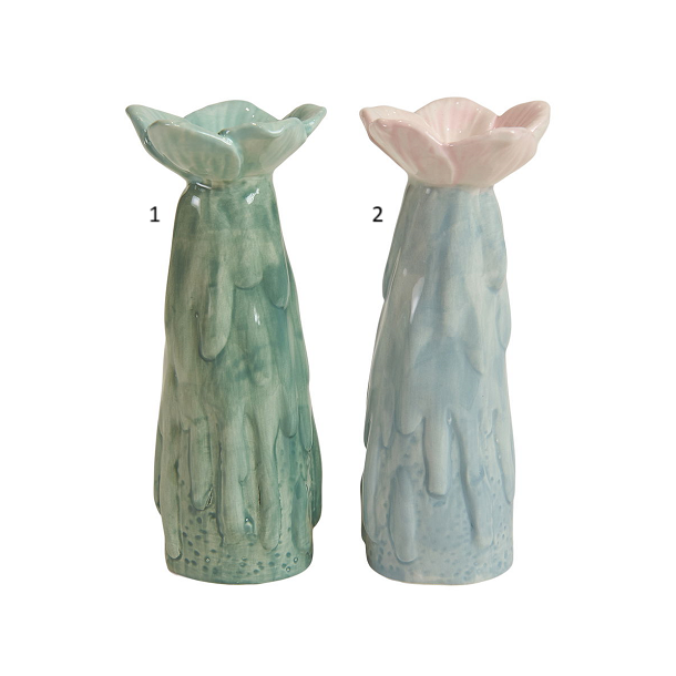 Speedtsberg - Vase blomst D6x15cm, keramik Aqua/blå - 1 stk