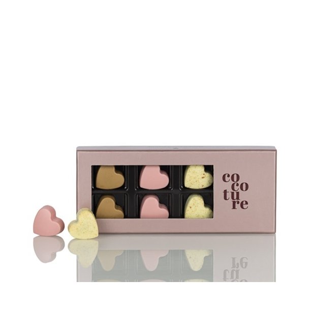 Cocoture - Ca. 81g 9stk fyldte chokolader og konfektstykker i metallic lyser�d Cocoture �ske