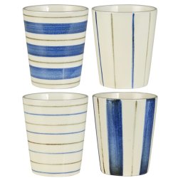 Ib Laursen Nordby - Krus uden hank med striber - 4 stk - 160 ml