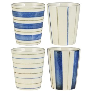 Ib Laursen Nordby - Krus uden hank med striber - 4 stk - 160 ml