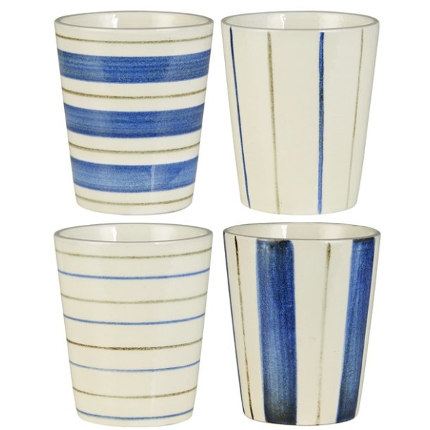 Ib Laursen Nordby - Krus uden hank med striber - 4 stk - 160 ml