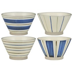 Ib Laursen Nordby - Sk�l med striber 4 forskellige - 4 stk - 200 ml