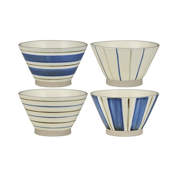 Ib Laursen Nordby - Sk�l med striber 4 forskellige - 4 stk - 200 ml