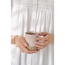 Ib Laursen Krus uden hank Heart mat brunt ler med rosa kant 190 ml