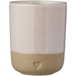 Ib Laursen Krus uden hank Heart mat brunt ler med rosa kant 190 ml