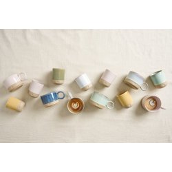 Ib Laursen Krus uden hank Heart mat brunt ler med lysegr�n kant 190 ml