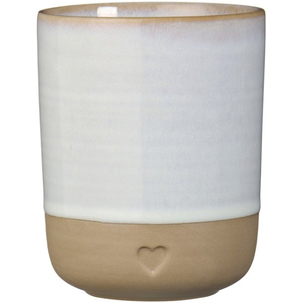 Ib Laursen Krus uden hank Heart mat brunt ler med hvid kant 190 ml