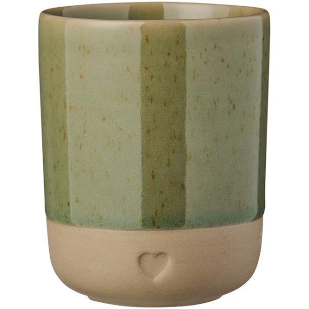 Ib Laursen Krus uden hank Heart mat brunt ler med olivengr�n kant 190 ml