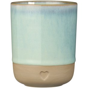 Ib Laursen Krus uden hank Heart mat brunt ler med lysegr�n kant 190 ml