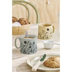 Ib Laursen Krus med hank st�vbl� med sorte blomstersilhuetter 300 ml