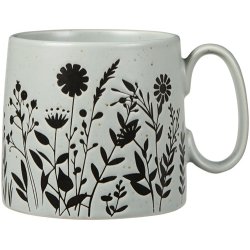 Ib Laursen Krus med hank st�vbl� med sorte blomstersilhuetter 300 ml