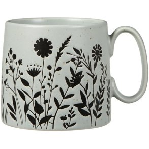 Ib Laursen Krus med hank st�vbl� med sorte blomstersilhuetter 300 ml