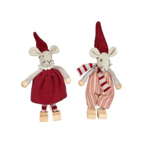 Speedtsberg - Noa & Nelli tr�sko 2 forskellige - r�d -  H11cm stof - s�t af 2 stk