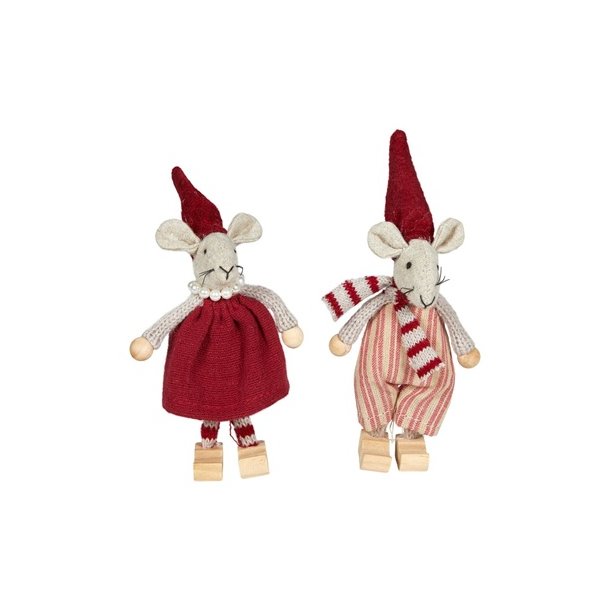 Speedtsberg - Noa &amp; Nelli tr�sko 2 forskellige - r�d -  H11cm stof - s�t af 2 stk