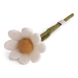 Gry &amp; Sif - Blomsterstilk med blad anemone Hvid - filt - lille 17 cm