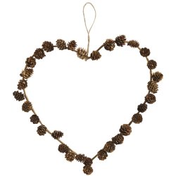 Ib Laursen Hjerte af kogler med jutesnor til oph�ng 30x32 cm