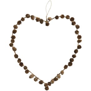 Ib Laursen Hjerte af kogler med jutesnor til oph�ng 40x40 cm
