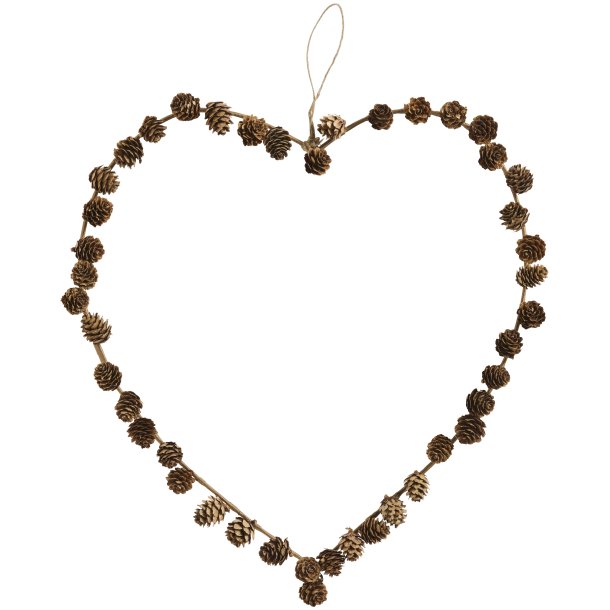 Ib Laursen Hjerte af kogler med jutesnor til oph�ng 40x40 cm