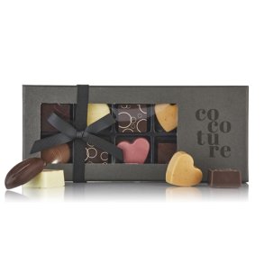 Cocoture - Ca. 81g 9stk fyldte chokolader og konfektstykker i sort �ske.  