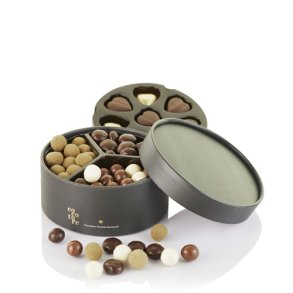 Cocoture - mix  marcipanhjerter, drag, guld  foliehjerte  i sort hatteske 240g