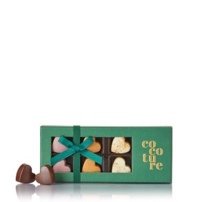 Cocoture  8stk. fyldte chokoladehjerter i grn - Cocoture ske - Ca. 72g
