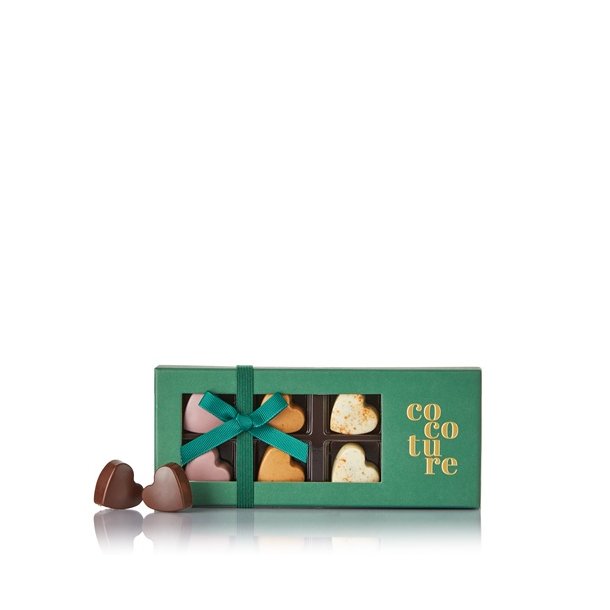 Cocoture  8stk. fyldte chokoladehjerter i grn - Cocoture ske - Ca. 72g