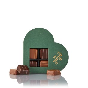 Cocoture - 4stk. fyldte konfektstykker i gr�n Cocoture hjerte�ske 36 g.  