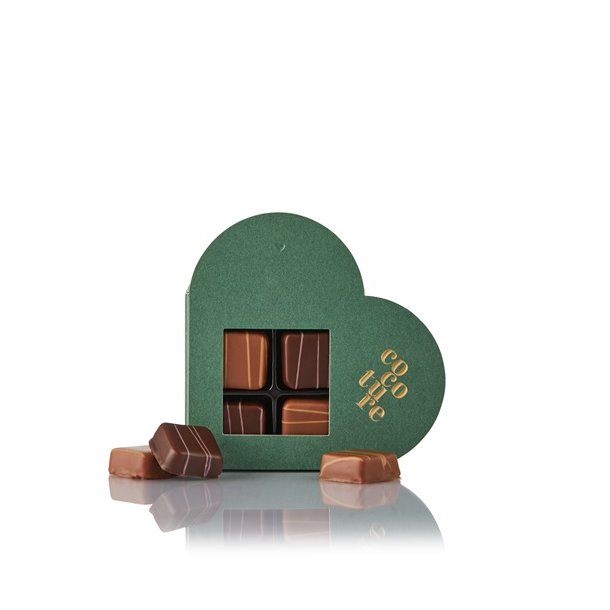 Cocoture - 4stk. fyldte konfektstykker i gr�n Cocoture hjerte�ske 36 g.  