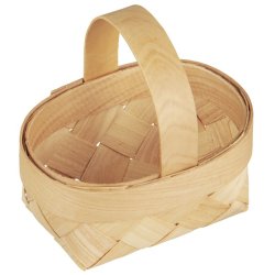 Ib Laursen Kurv mini med hank p� tv�rs flettet sp�n - B: 8 H: 10,5 L: 11,5