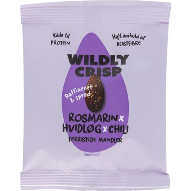 Wildly Crisp - T�rristede mandler med rosmarin, hvidl�g og chili - 25g