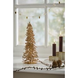 Ib Laursen Ranke Fairytale Christmas med hvide perler og guldfarvede blade 100cm