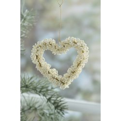 Ib Laursen Hjerte til oph�ng Fairytale Christmas med hvide perler 10x9 cm