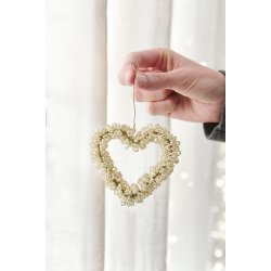Ib Laursen Hjerte til oph�ng Fairytale Christmas med hvide perler 10x9 cm